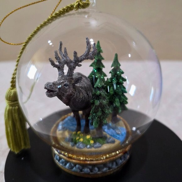 Flavia Milano The Memory Globe Ornament ELK IN THE WOODS Christmas Holiday Boxed - Picture 3 of 17